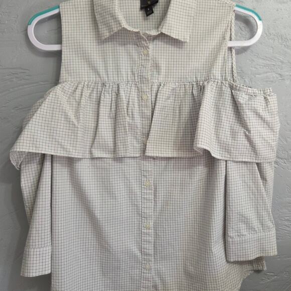 Worthington button-front open shoulder Blouse womans size Small - Picture 1 of 8